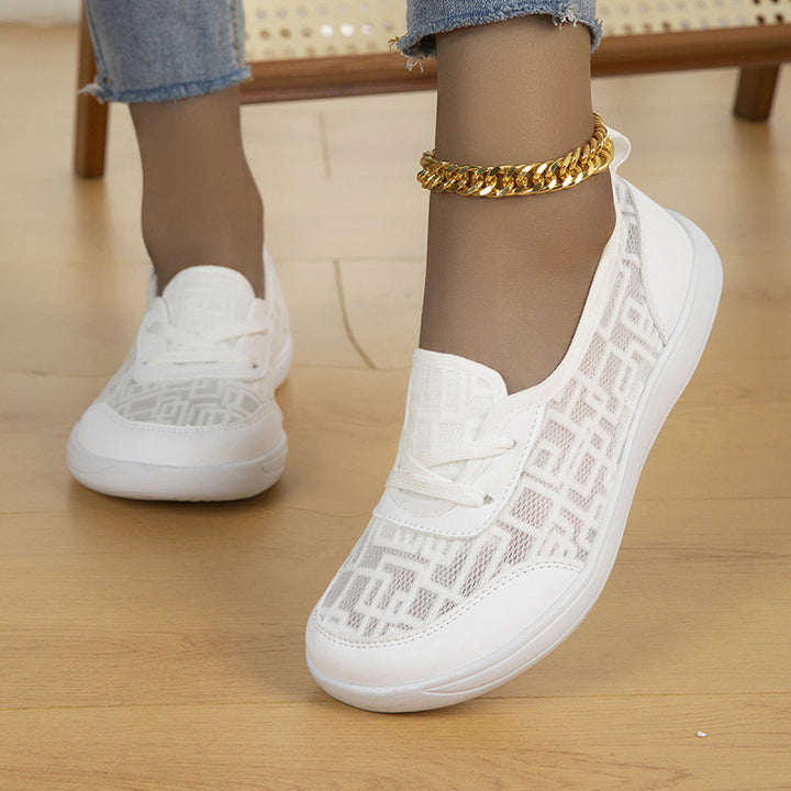 Damen leichte atmungsaktive Slip-On Sneaker mit Netzeinsatz Drune