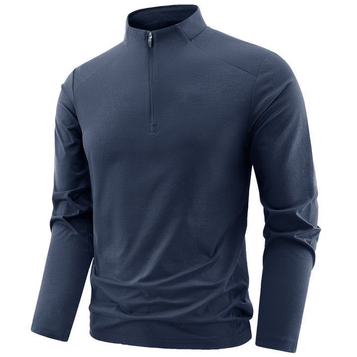Herren Langarm-Performance-Halbzip-Trainingsshirt mit Stehkragen und atmungsaktivem Funktionsmaterial Drune