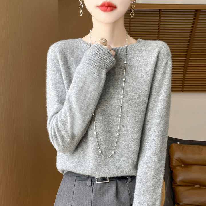 Damen Lockerer Feinstrick-Pullover mit Rundhalsausschnitt und flauschiger Angora-Optik Drune