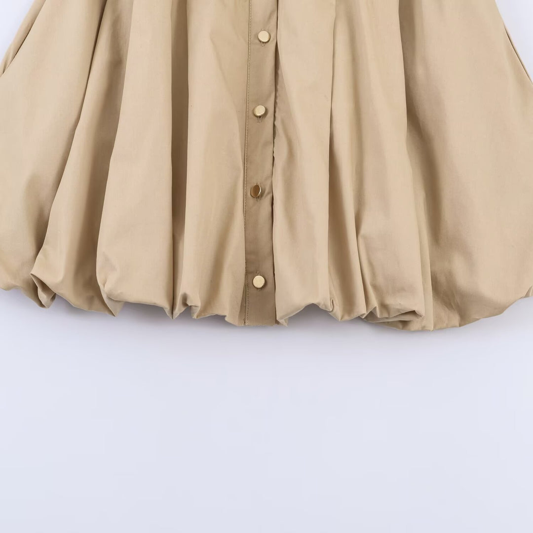 Damen Hemdblusenkleid mit Plissée-Rock und seitlichen Ziergurten Drune