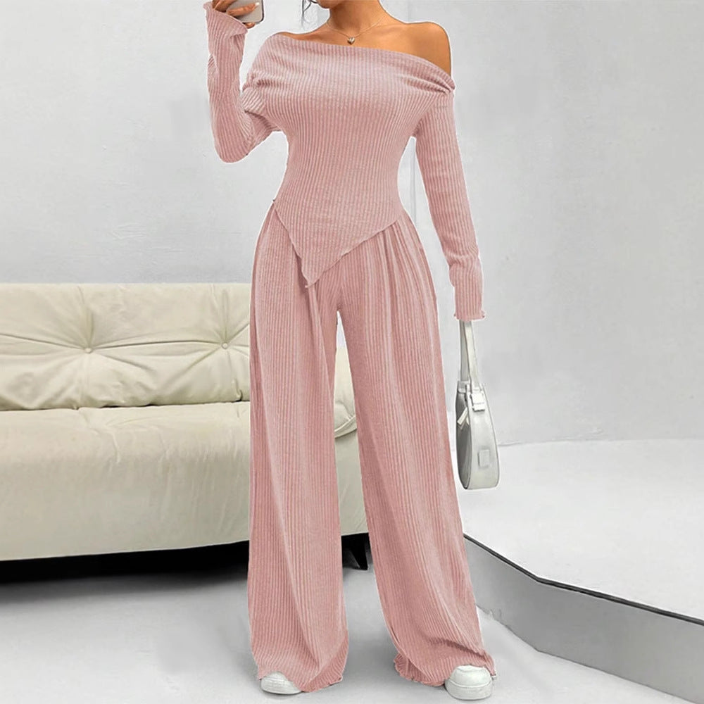 Damen figurbetontes Jumpsuit mit asymmetrischem Ausschnitt und langen Ärmeln Drune