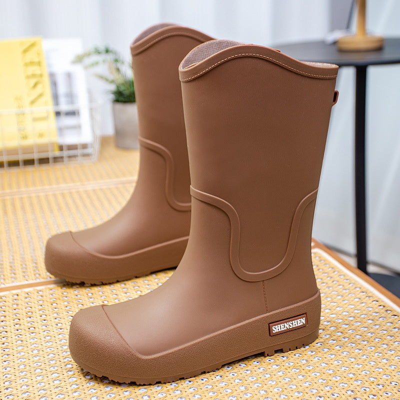 Damen Mittelhohe wasserdichte Gummistiefel mit griffiger Profillaufsohle Drune