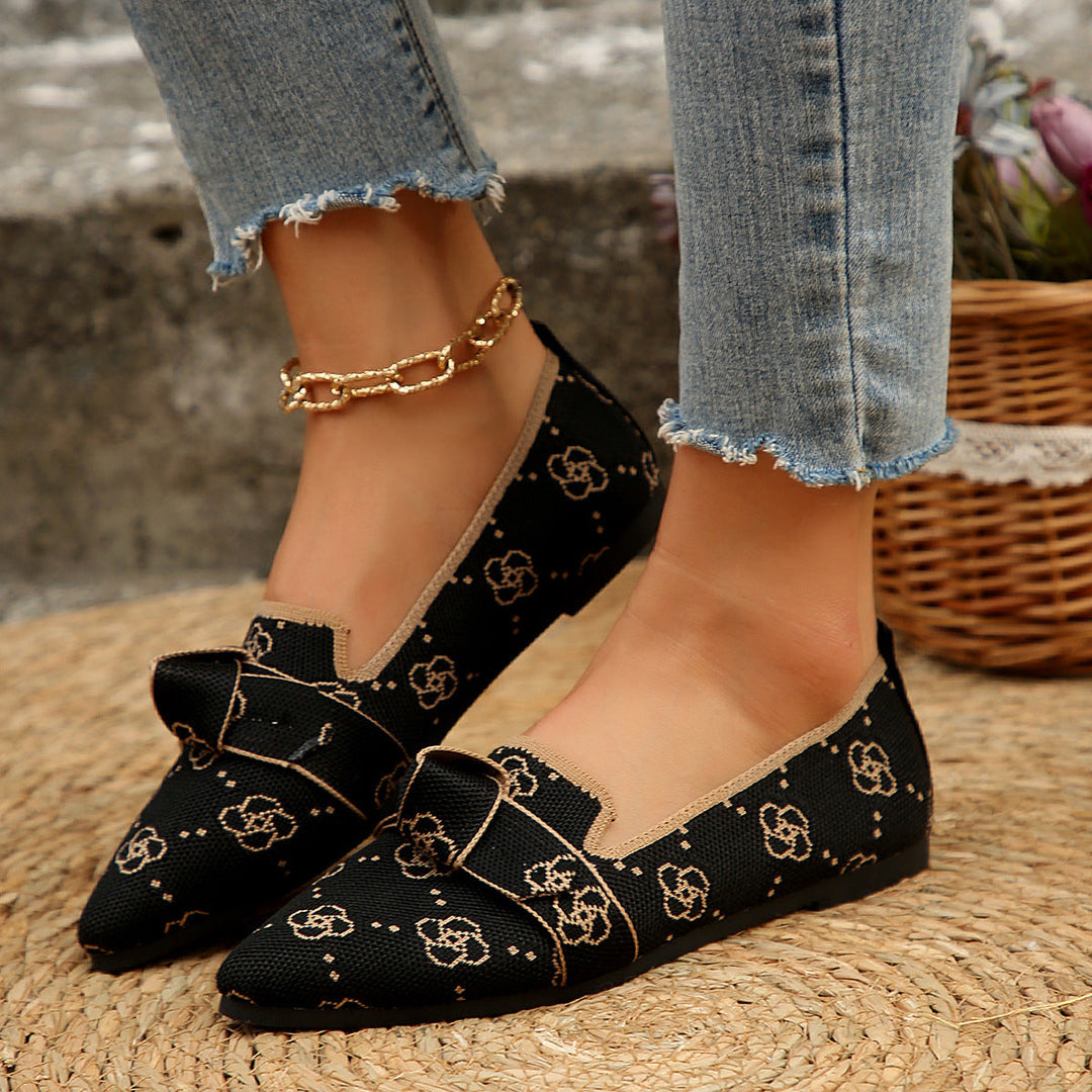 Damen Ballerinas mit modischem Streifendesign und charmantem Schleifenakzent Drune