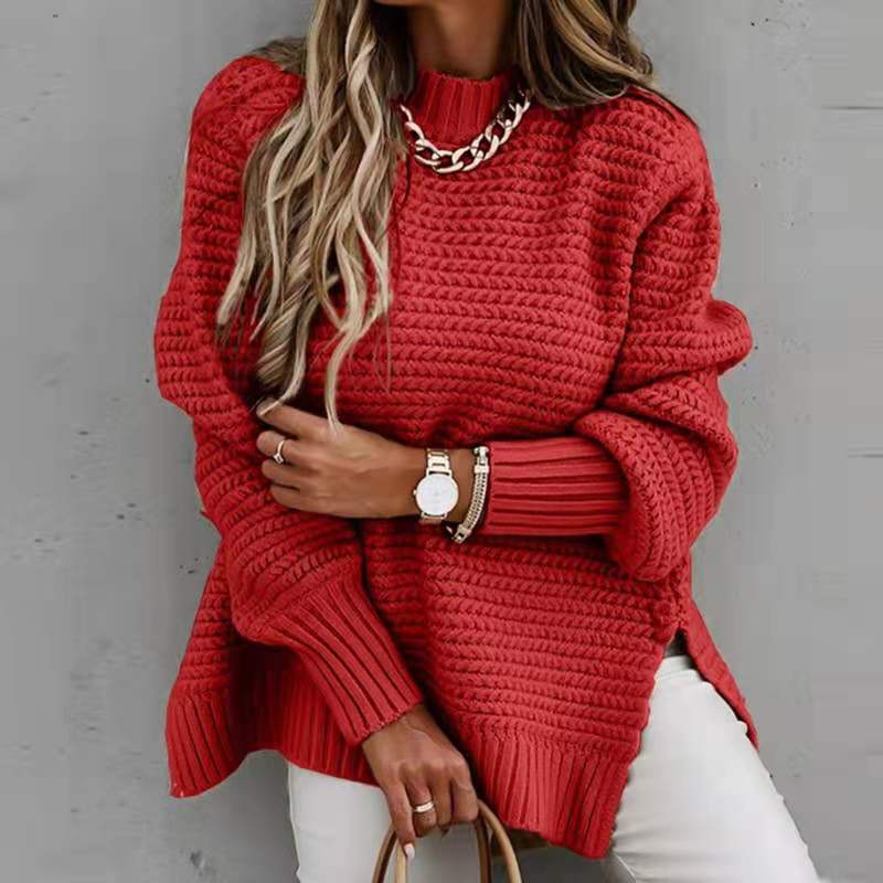 Damen Grobstrickpullover mit lässigem Schnitt und hohem Kragen Drune
