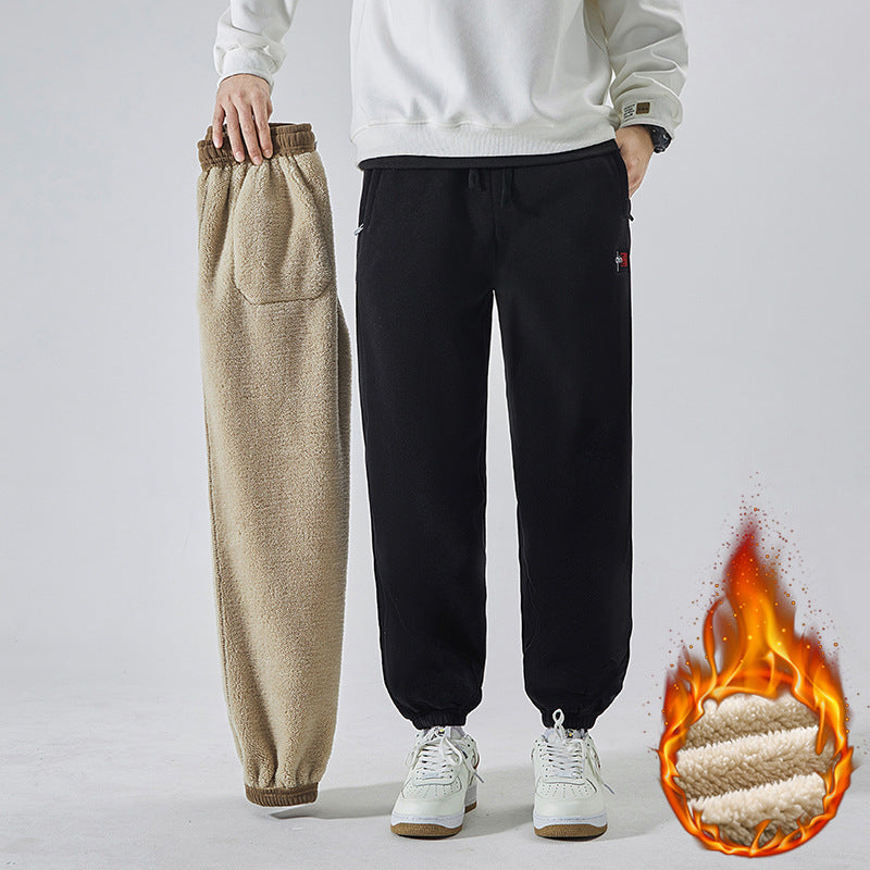 Herren Gefütterte Sweatpants mit Sherpa‑Innenfutter und elastischen Bündchen Drune