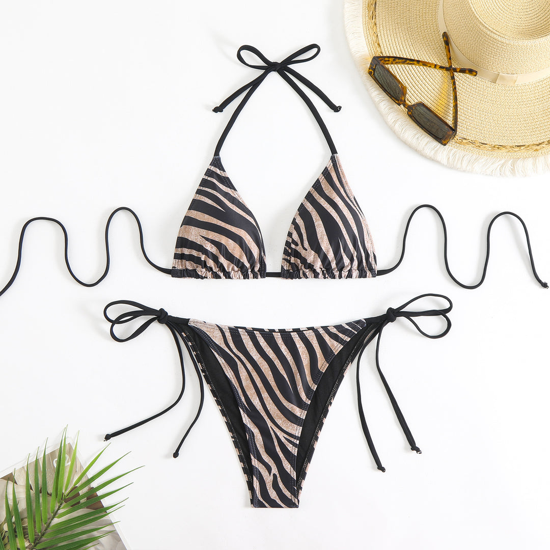Damen Triangel-Bikini-Set mit trendigem Animal-Print Drune