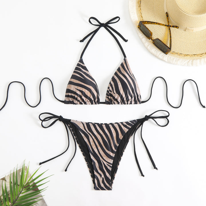 Damen Triangel-Bikini-Set mit trendigem Animal-Print Drune