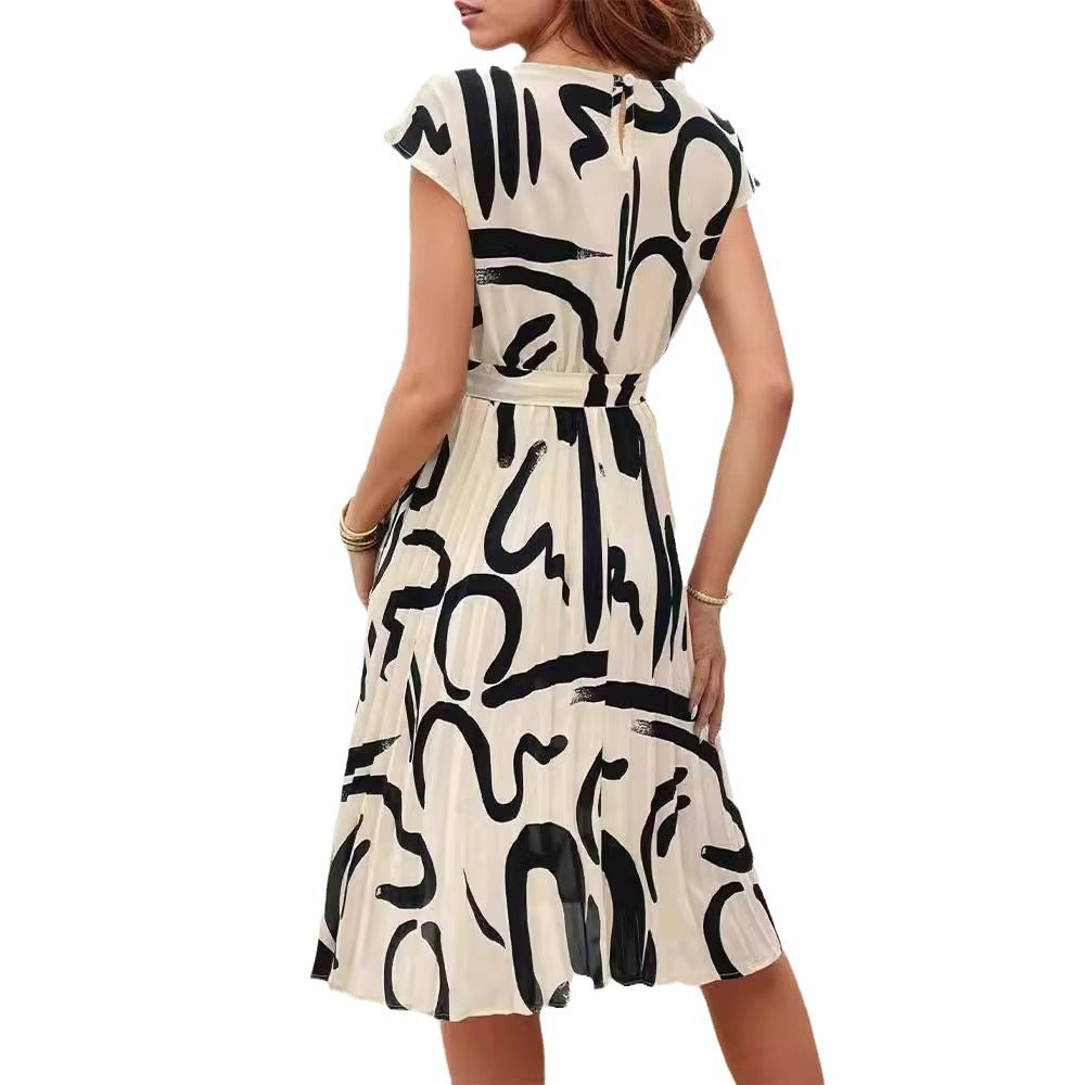 Damen Midi-Kleid mit modischem Wickeldesign und Taillengürtel Drune