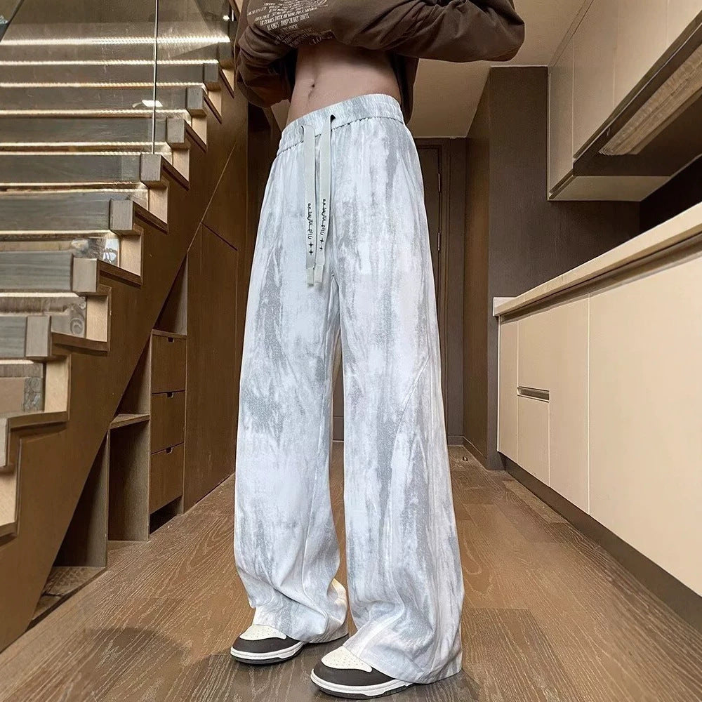 Unisex Weite Relaxed-Fit Lounge-Hose mit elastischem Bund und Vintage-Färbung Drune