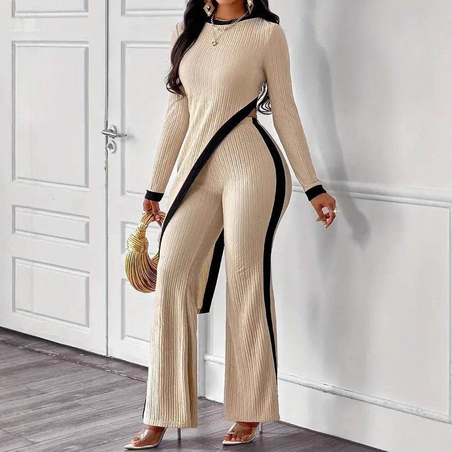 Damen lässiger Jumpsuit mit strukturiertem Stoff und kontrastierenden Details Drune