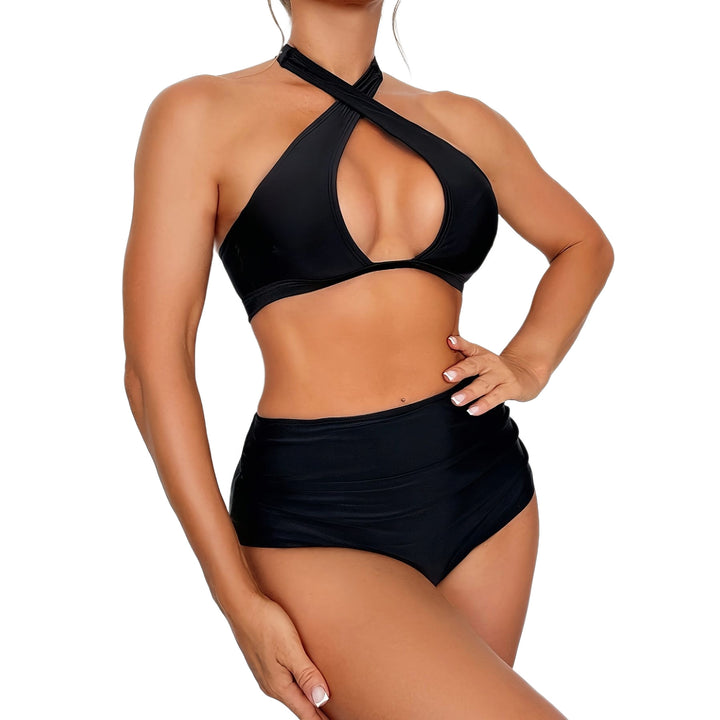 Damen Hochgeschnittenes Bikinioberteil mit Schnitt und Neckholder Drune