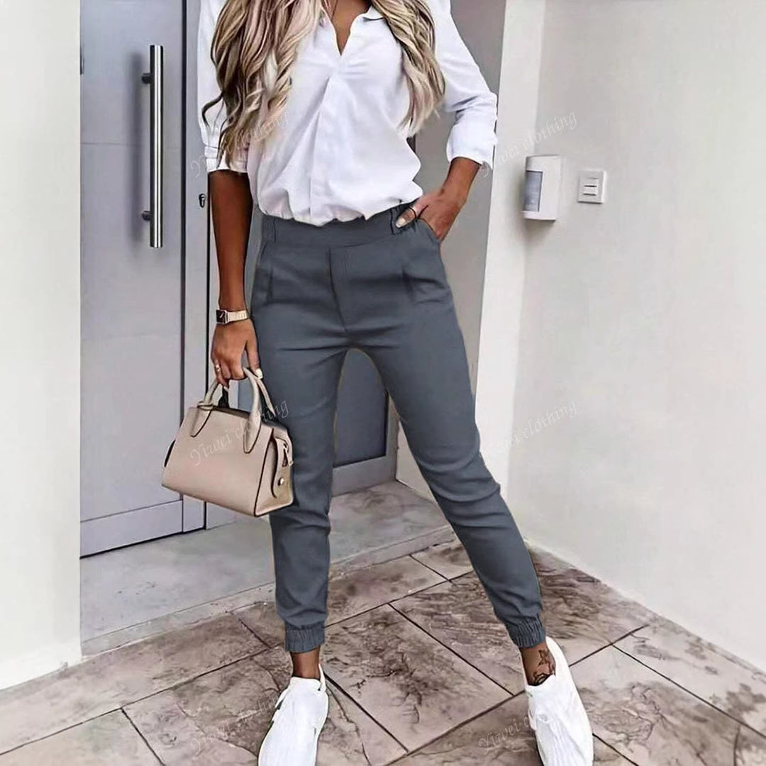 Damen Enganliegende Chino-Jogger mit hohem Bund und elastischen Bündchen Drune