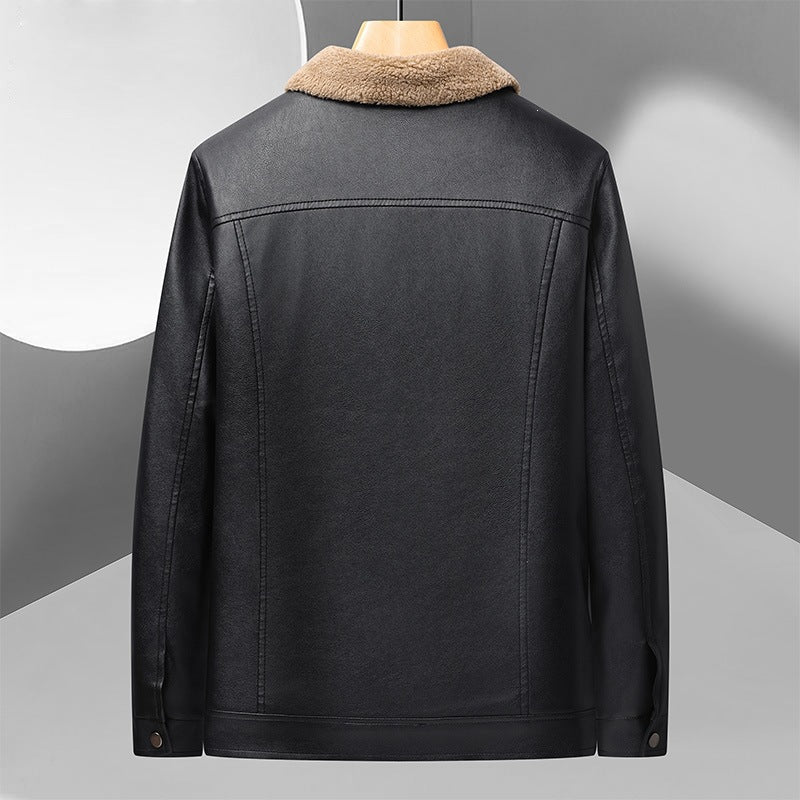 Herren Kunstlederjacke mit Teddyfutter Drune