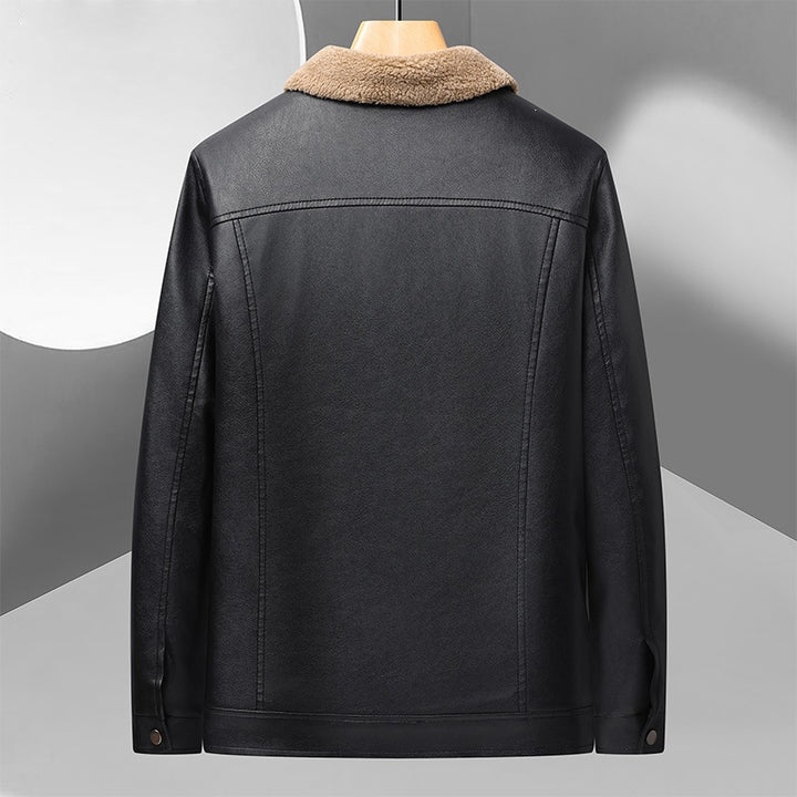 Herren Kunstlederjacke mit Teddyfutter Drune
