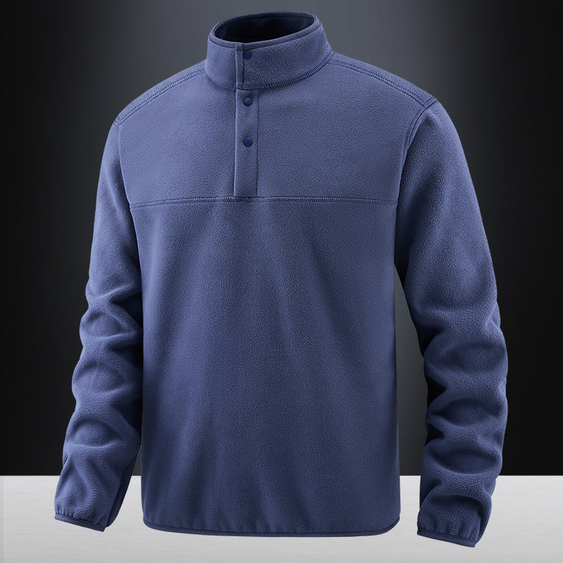Herren Fleece-Pullover mit Stehkragen und Druckknopf-Leiste für wärmende Zwischenschicht Drune
