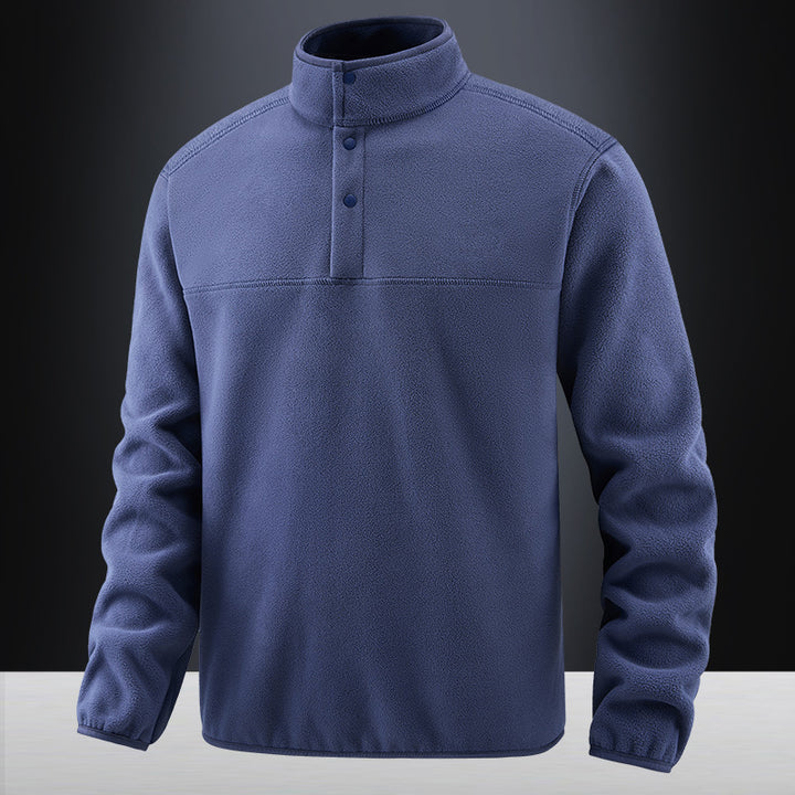 Herren Fleece-Pullover mit Stehkragen und Druckknopf-Leiste für wärmende Zwischenschicht Drune