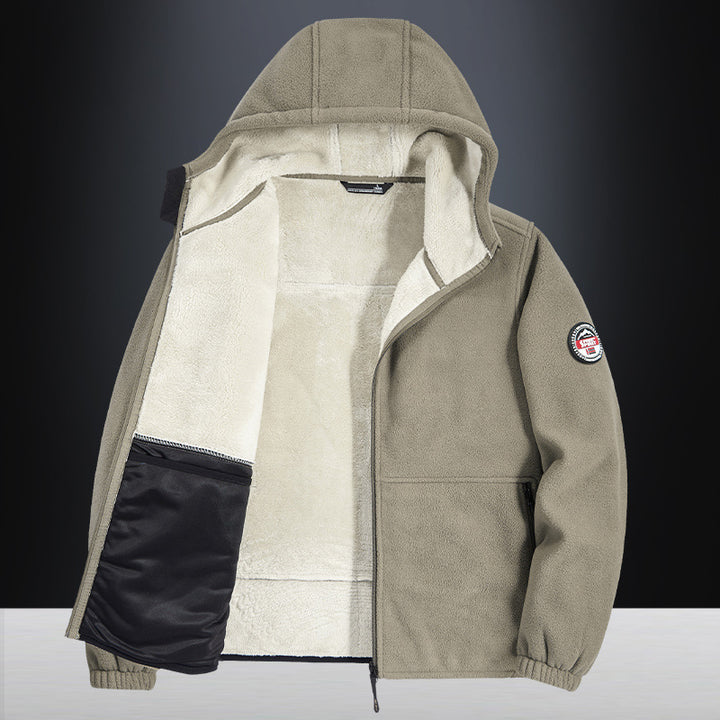 Herren Gemütliche Fleecejacke mit Kapuze Drune