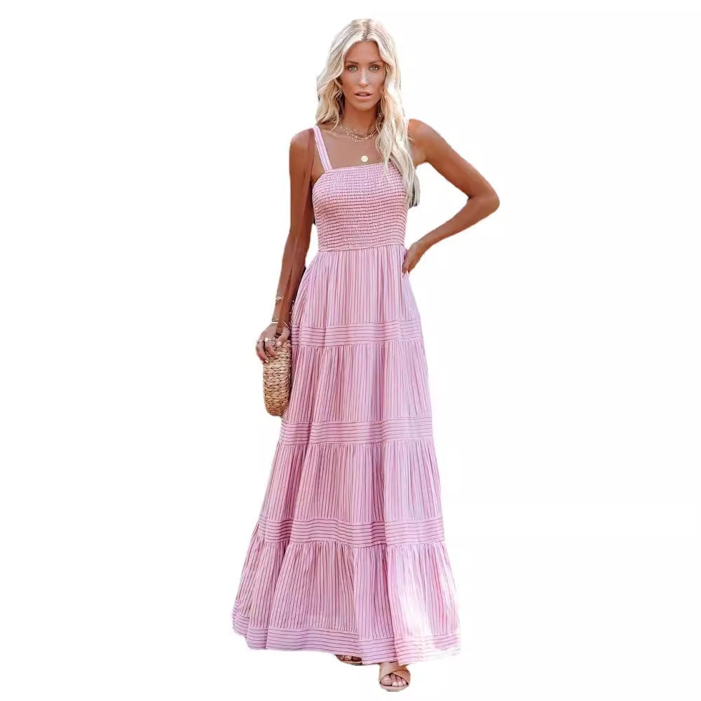Damen Maxikleid mit leichtem Rüschenstil und elastischem Bustier Drune