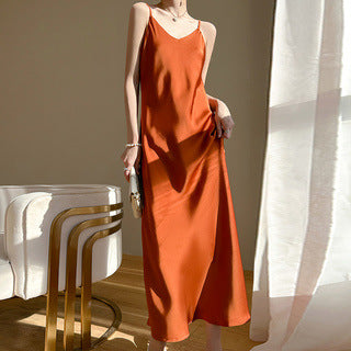 Damen Maxikleid mit Satin-Finish Drune