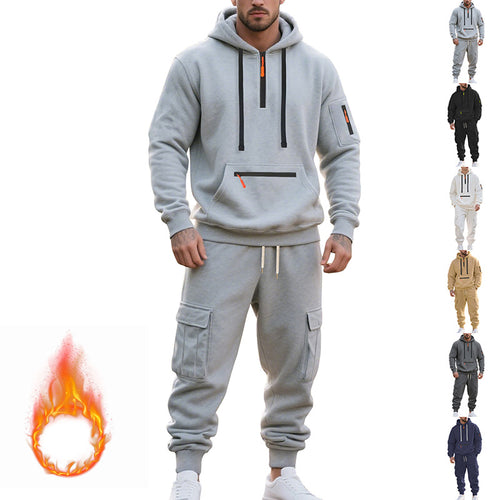 Herren Sportliches Cargo-Set mit Kapuzenpullover und praktischen Taschen Drune