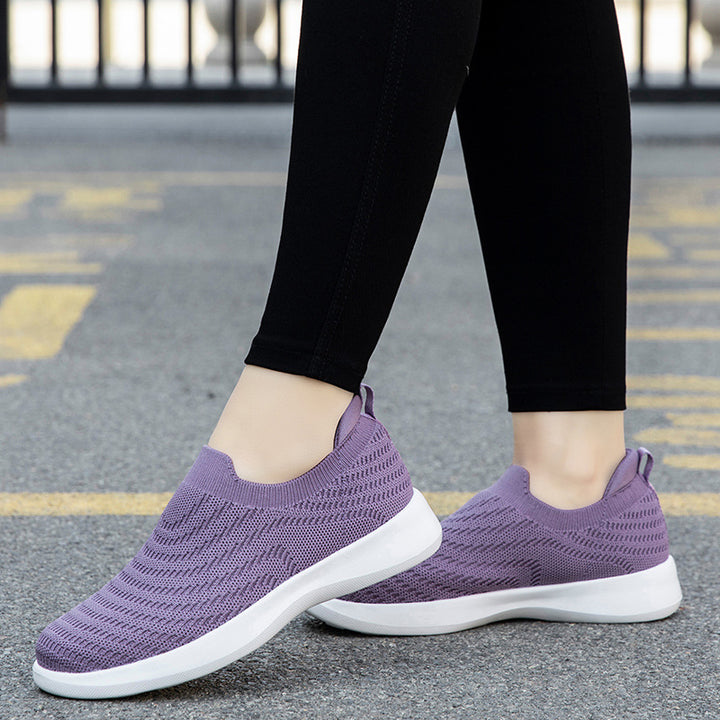 Damen nan Feinstrick-Ballerina-Sneaker mit elastischem Einstieg, gepolstertem Komfortfußbett und flexibler Leichtsohle Drune