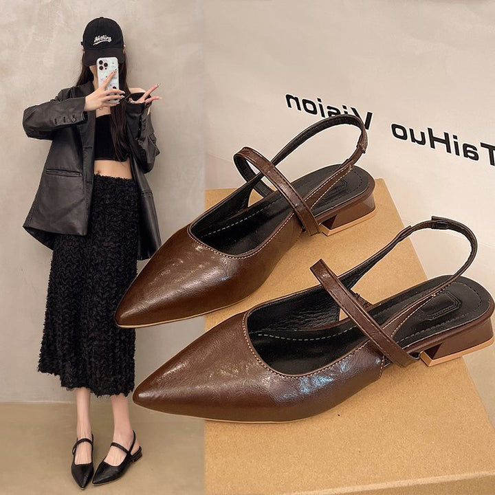 Damen elegante Slingback-Ballerinas aus glänzendem Material Drune