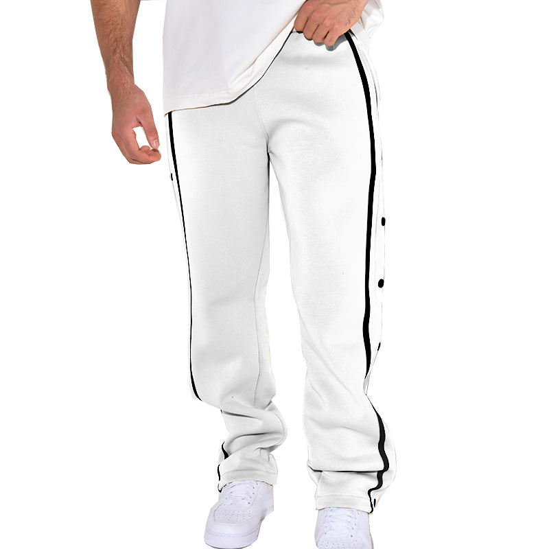 Herren Sportliche Sweatpants mit seitlichen Druckknöpfen und Kontraststreifen Drune