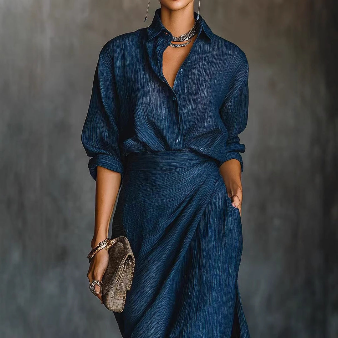 Damen Drapierter Maxi-Rock mit Wickel-Effekt und Crinkle-Textur Drune
