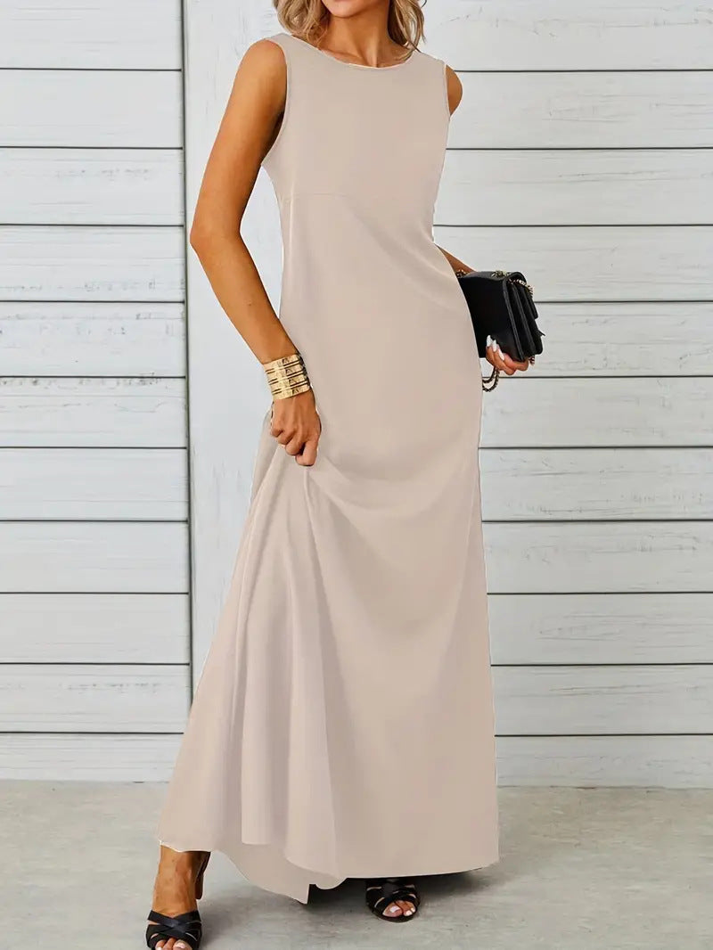 Damen elegantes Maxikleid mit schwingendem Saum und klassischem Schnitt Drune