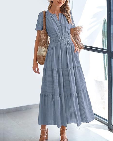 Damen Maxi-Kleid aus leichtem, gestreiftem Stoff Drune
