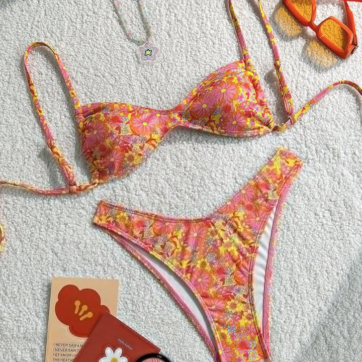Damen Blumenmuster Bikini Drune