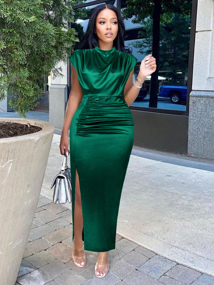 Damen Elegantes Maxikleid mit tiefem Schlitz und raffiniertem Drapierungsdesign Drune