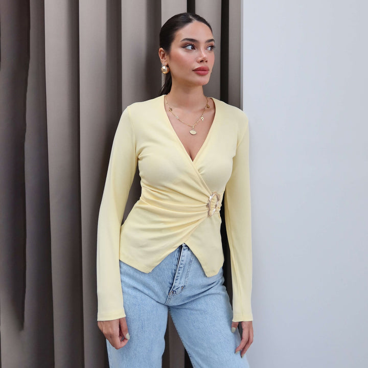 Damen Wickeloberteil mit dekorativem Ringdetail und tailliertem Schnitt Drune