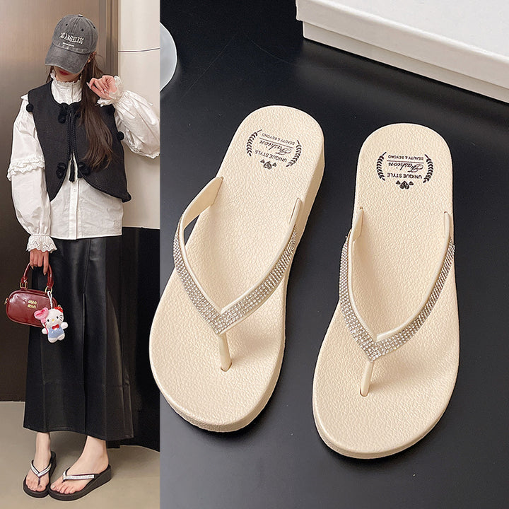 Damen Komfortable Flip-Flops mit glitzernden Details und ergonomischer Sohle Drune