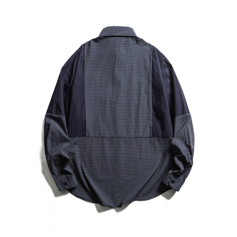 Herren Patchwork-Overshirt im Karomix mit Kontrastpaneelen Drune
