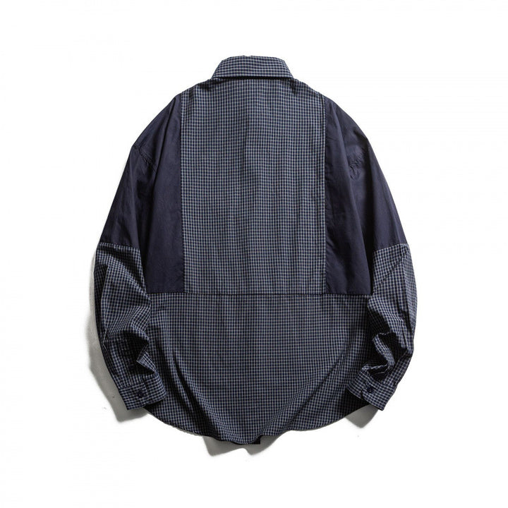 Herren Patchwork-Overshirt im Karomix mit Kontrastpaneelen Drune