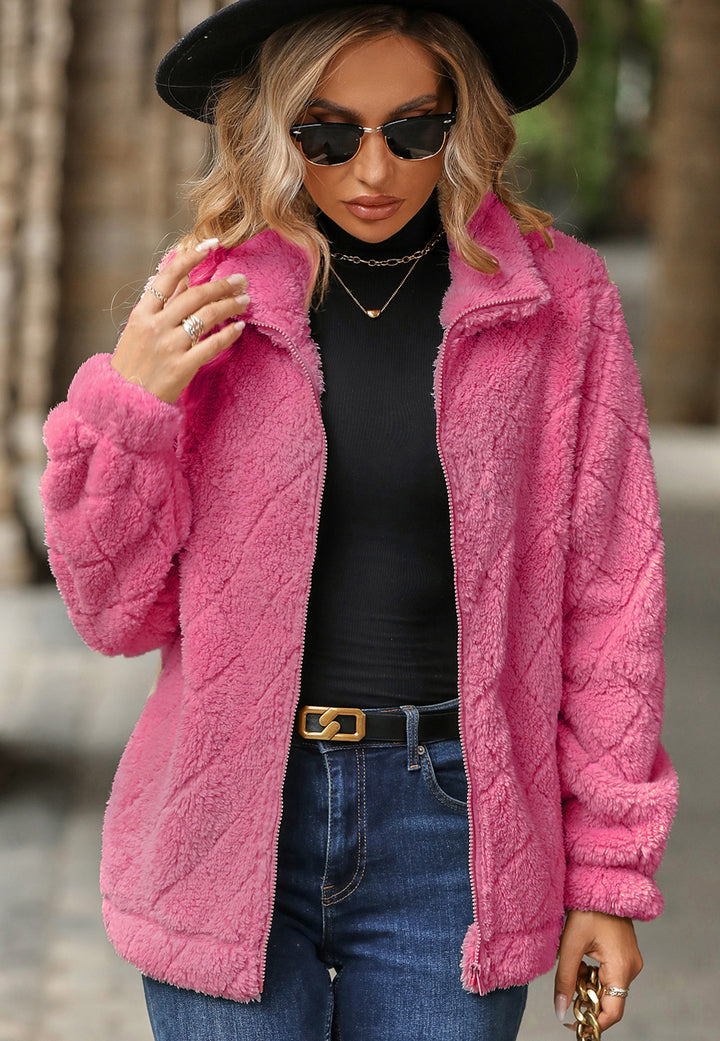 Damen Plüschjacke mit modernen Steppdetails Drune