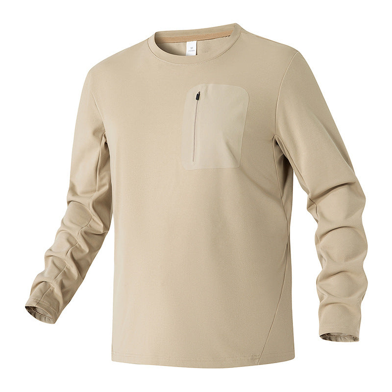 Herren Funktions-Langarmshirt mit Brust-Reißverschlusstasche und atmungsaktivem Performance-Jersey Drune