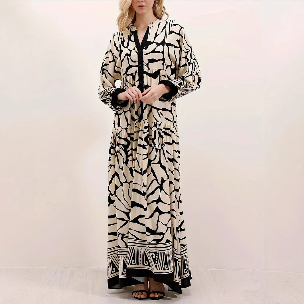 Damen Maxikleid im Boho-Stil mit floralem Design Drune