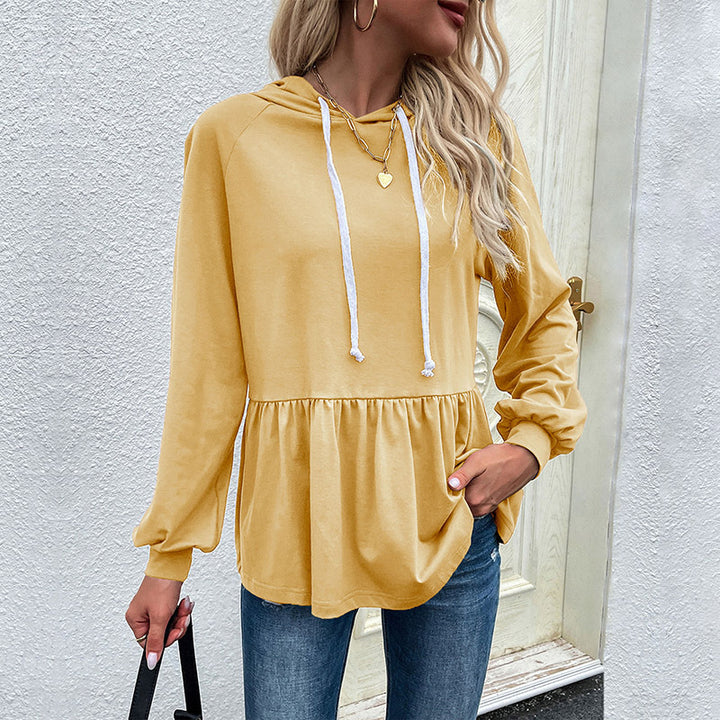 Damen Kapuzen-Sweatshirt mit geraffter Taillenstufe und Babydoll-Silhouette Drune