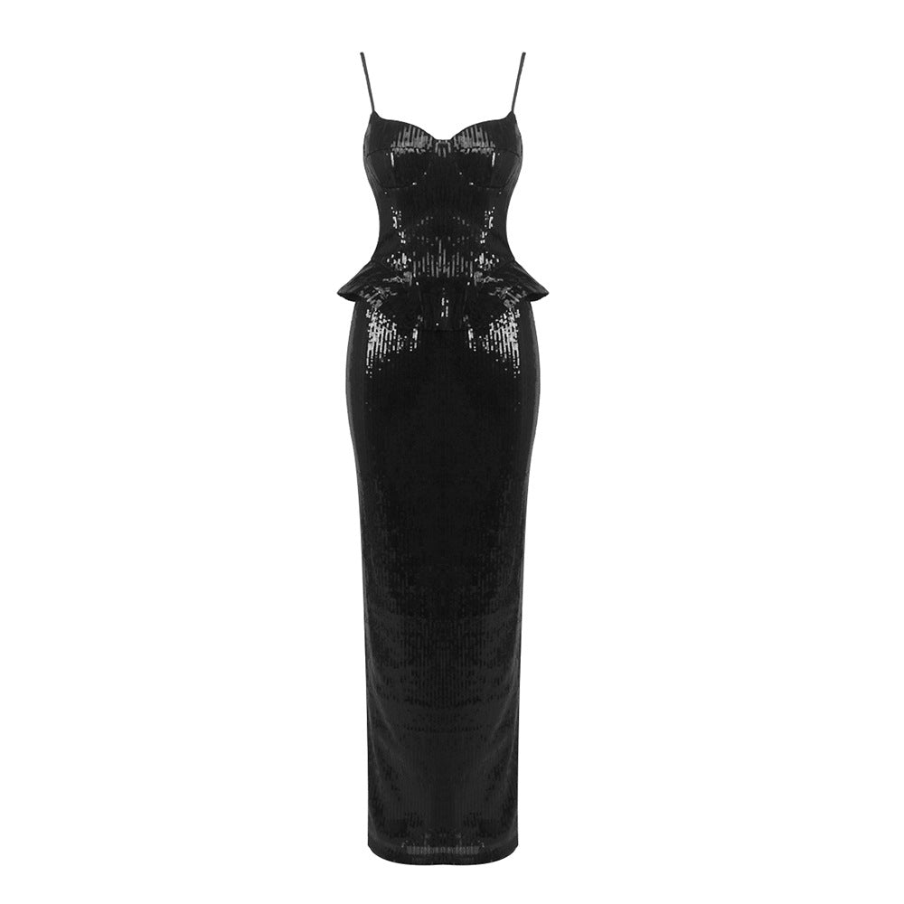 Damen glamouröses Abendkleid mit schimmernden Pailletten und elegantem Schnitt Drune