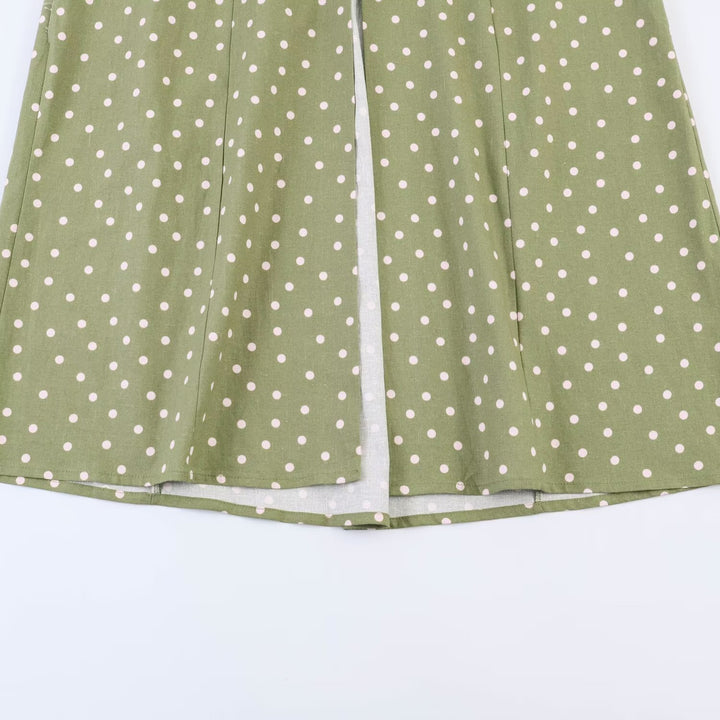 Damen Vintage-inspiriertes Träger-Midikleid mit taillierter Schnittführung und durchgehender Knopfleiste Drune