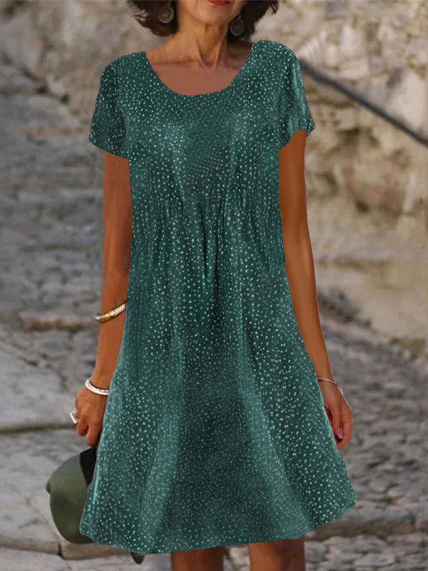 Damen lässiges Sommerkleid mit modernen Mustern und femininem Schnitt Drune