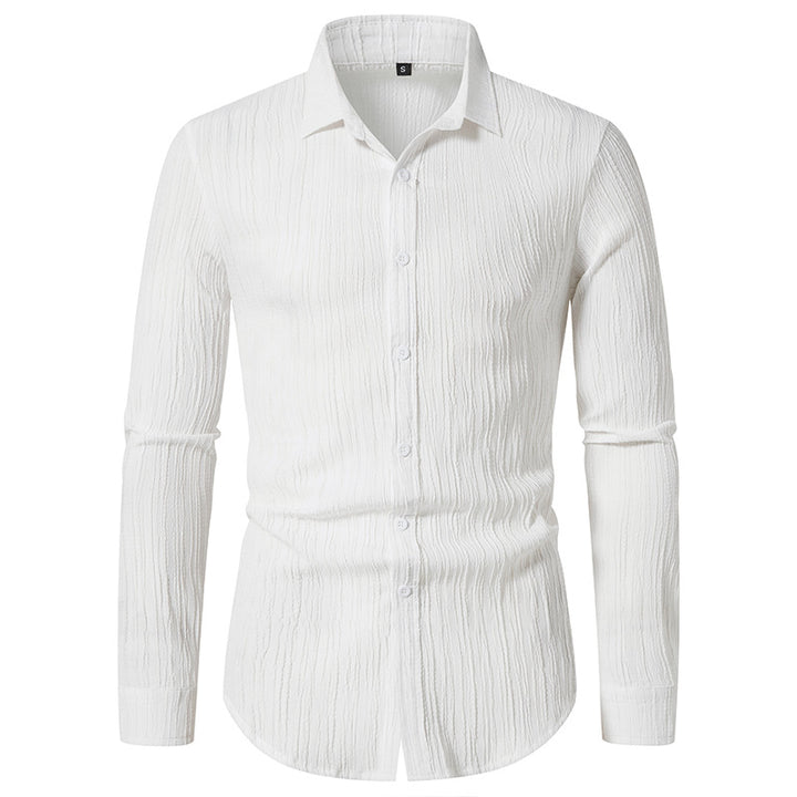 Herren Texturiertes Slim-Fit-Hemd mit krauser Struktur und Kentkragen Drune