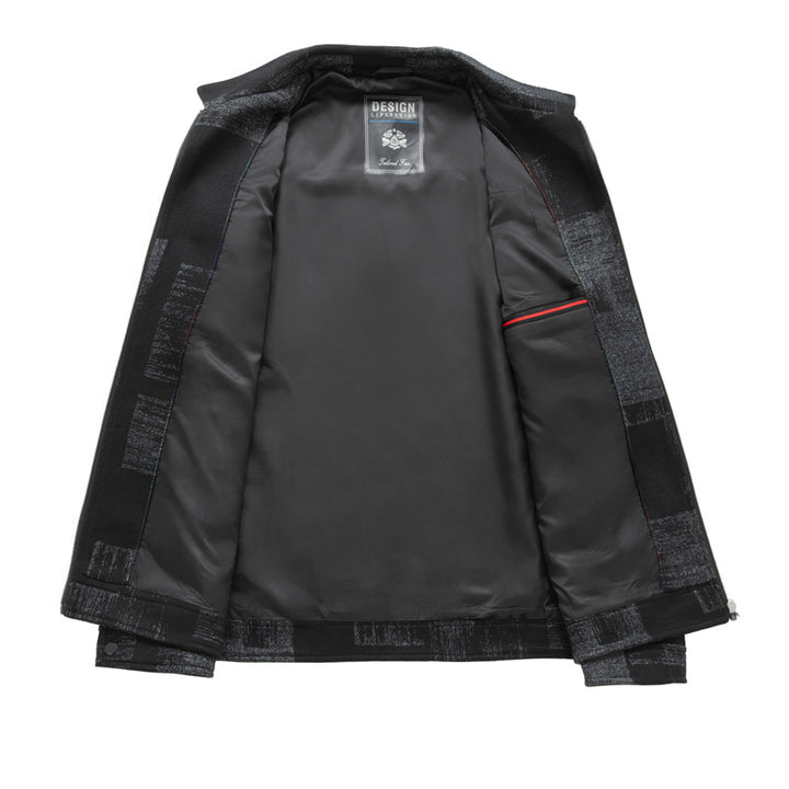 Herren Strukturierte Zip-Hemdjacke aus Wollmix mit Pattenbrusttaschen Drune