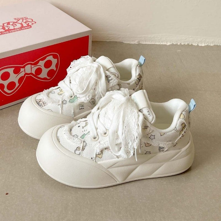 Damen Sportliche Freizeitsneaker mit einzigartigen Tiermotiven und praktischen Schnürdetails Drune