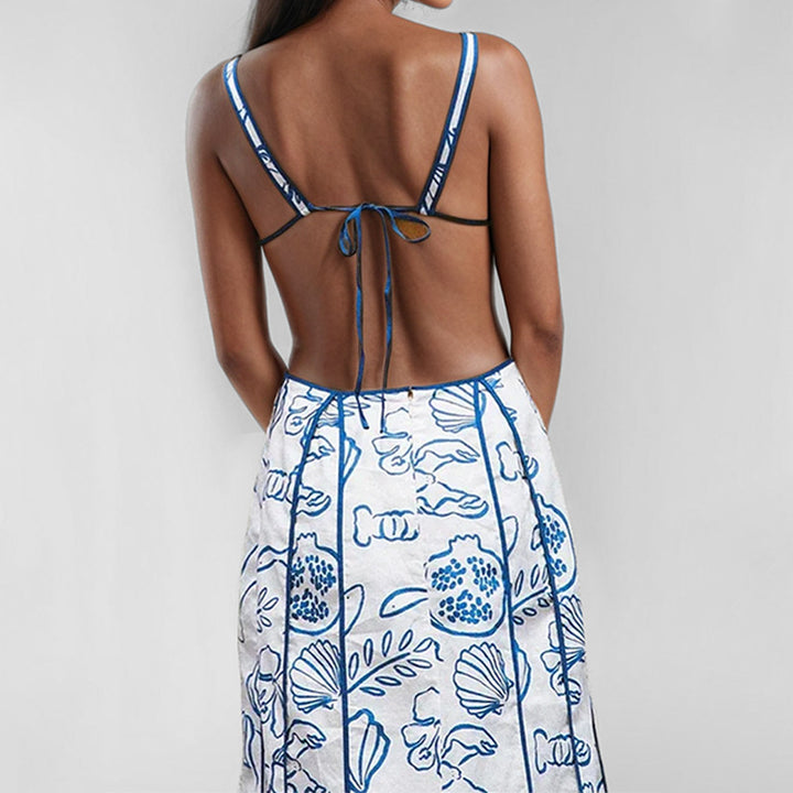 Damen Maxikleid mit geflochtenem Rückendetail und floralem Muster Drune