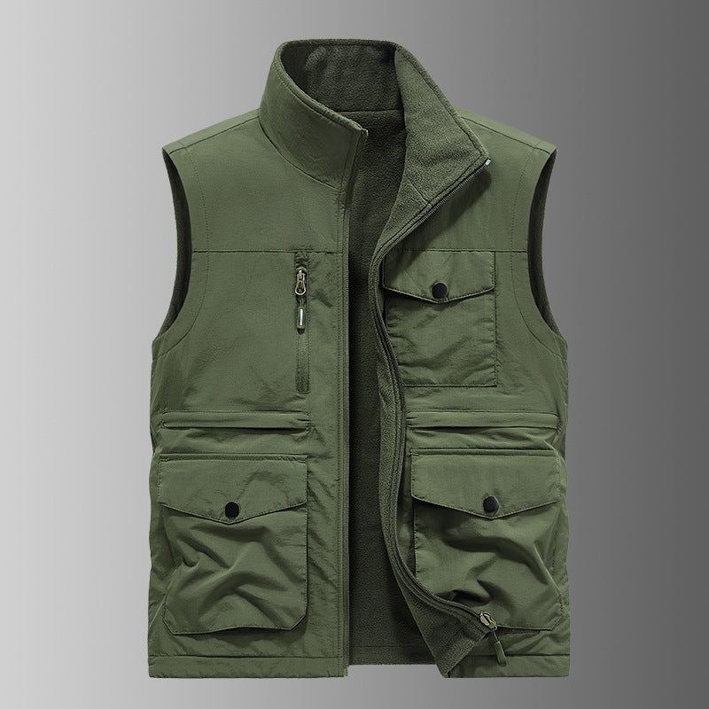 Herren  gefütterte Utility-Weste mit Fleecefutter, Multi-Taschen und Frontreißverschluss Drune