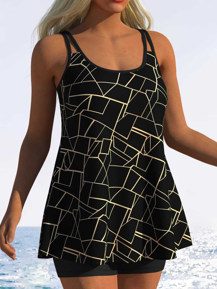 Damen Tankini mit verspieltem Streifenmuster und originellem Schnitt Drune