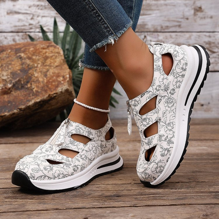 Damen Sandalen mit floralen Ausschnitten und komfortabler Sohle Drune